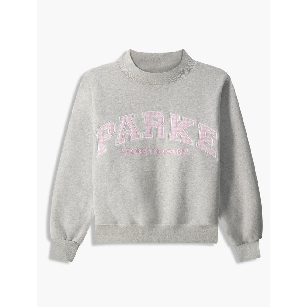 Parke x Stoney Clover Fleece Varsity Mockneck Pink Gingham Size S/M NIB